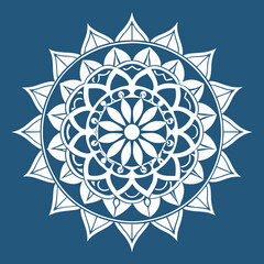 a vector white colour design of a mandala with a 
coloured background