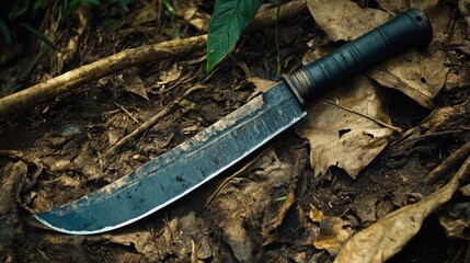 A Rusty Knife Abandoned in the Forest