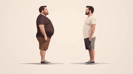 Obraz premium Man is comparing himself to how he looked before his incredible weight loss