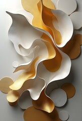 白と金色の抽象的な形の画像