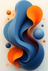 オレンジと青の流体や円形の抽象的な画像