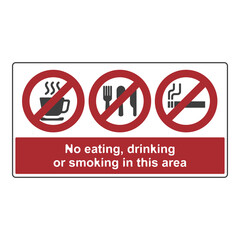 No eating or drinking, no smoking, flat logo