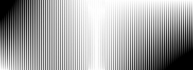 Vertical thin line halftone gradation texture. Fade straight stripe gradient background. Black striped shade pattern backdrop. Vanishing parallel stripe wallpaper for overlay, print, cover. Vector