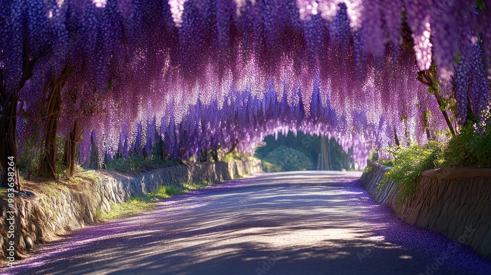 Wall mural Wisteria Tunnel, Purple Pathway