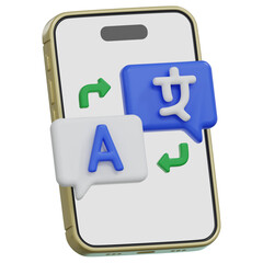 mobile phone device with translator app 3d render illustration