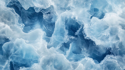 top view ice texture, frozen river pattern, realistic and high detailed, from deep blue to light blue and gray colors