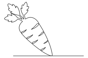Continuous one line drawing of isolated carrot outline vector art illustration 
