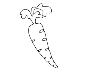 Continuous one line drawing of isolated carrot outline vector art illustration 

