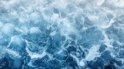 Obraz premium top view ice texture, frozen river pattern, realistic and high detailed, from deep blue to light blue and gray colors