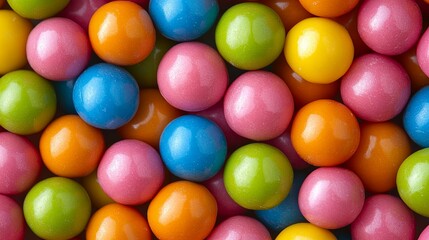 Close-up of Colorful Gumballs Arranged in a Random Pattern