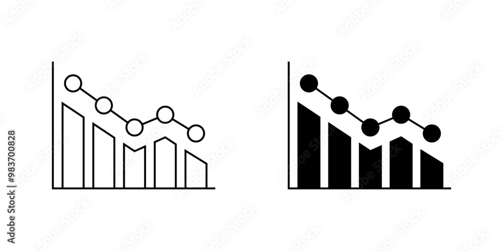 Poster statistic icon in generic style. decrease graph symbol