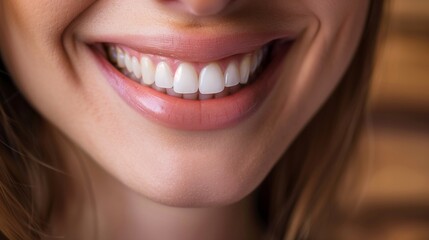 Obraz premium Close-up of a Beautiful Smile with Perfect White Teeth, Bright and Healthy Dental Care