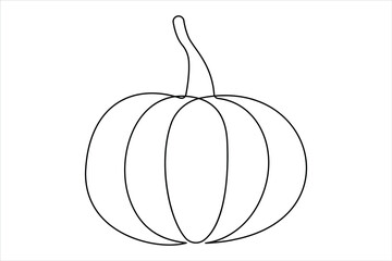 Continuous one line drawing of pumpkin outline vector art illustration