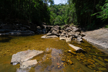 Nature reserve with its rocky walks and native trees and animals with small water deposits creating...