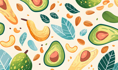 fruits and vegetable herbal concept  for background or 2d illustrator cartoon.