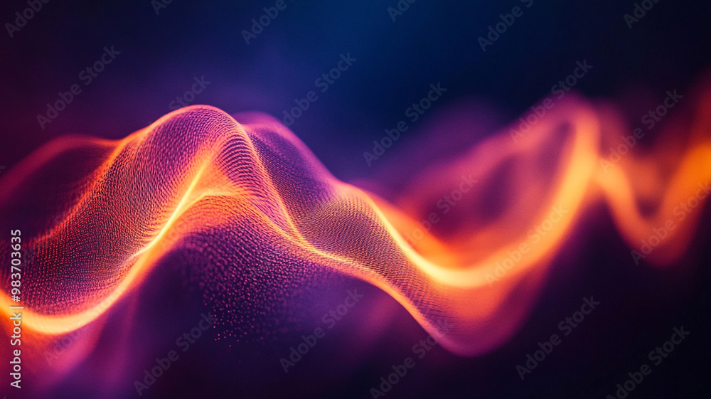 Poster dynamic abstract waves of color representing light and energy in a dark background