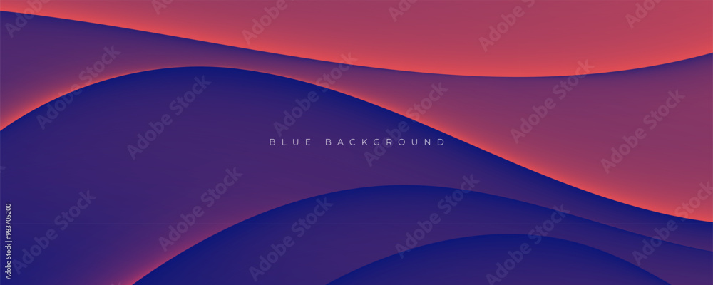Poster abstract blue gradient background wavy shape design vector