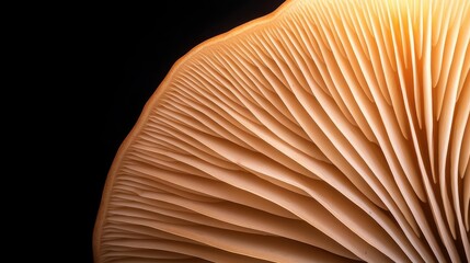 Close-up of a mushroom s gills, showing intricate textures and patterns, edible mushrooms, nature s design