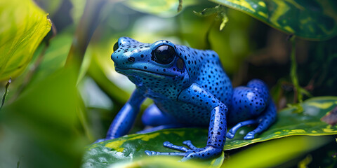Blue Poison Dart Frog in Natural Habitat