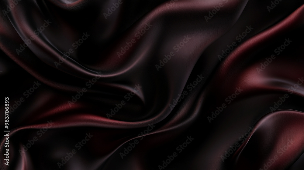 Poster deep red and black satin fabric gently draped creates a smooth and elegant texture in soft light