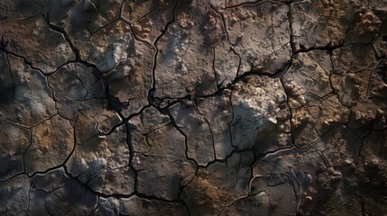 Fototapeta premium Dry Cracked Earth Surface Showing Signs of Severe Drought and Climate Change Impact â€“ High-Resolution Photograph