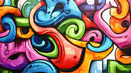 Obraz premium Colorful graffiti illustration. urban art and street culture concept. Graffiti Mural. Illustration