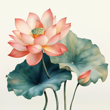 recommend clip art: Abstract watercolor lotus flowers on illustration on white background, Sketch illustration painting of red lily drawing