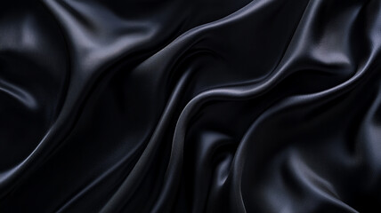 Obraz premium Luxurious black silk fabric draping elegantly with soft folds and gentle curves
