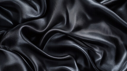 Obraz premium Smooth black fabric draped creatively on a surface under soft lighting in a studio environment