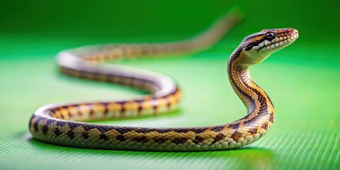 Obraz premium A slithering snake moving gracefully on a vibrant green surface , snake, reptile, wildlife, nature, green, environment, scales