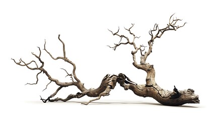 Dead tree isolated on white background. 3D rendering. Illustration.