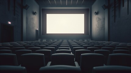 Fototapeta premium Empty Movie Theater with Blank Screen - Perfect for Cinema, Film, and Entertainment Industry Use