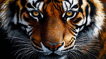 Creating tiger pointillism artwork for no charge. Pointillism. Illustration