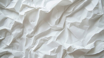 Obraz premium Crumpled white paper texture filling the entire frame with intricate folds and shadows