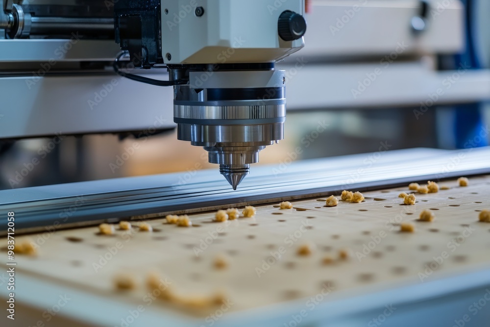 Poster a cnc router machine in operation, showcasing its precision and capabilities in woodworking. the clo