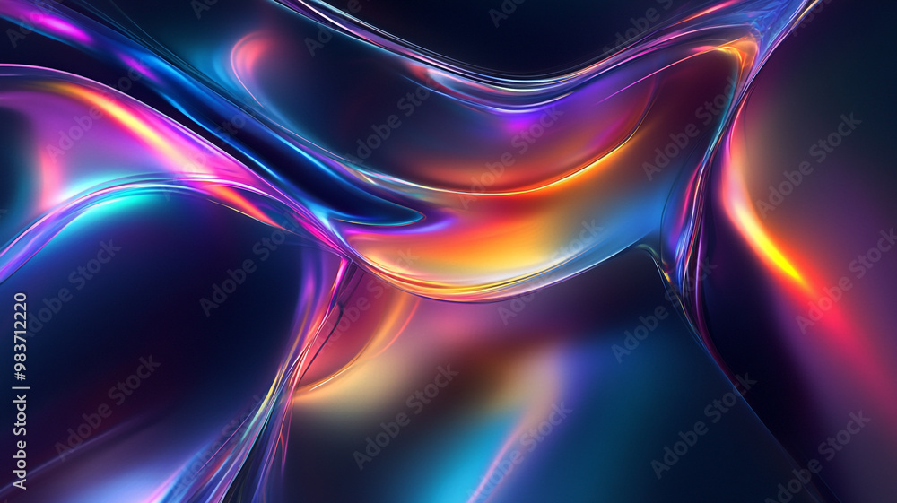 Poster colorful abstract fluid shapes create a mesmerizing visual display with vibrant hues at night