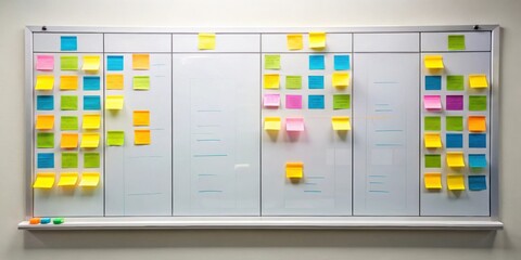 Agile scrum board with paper task for software development team, agile, scrum, board, software, development, methodologies