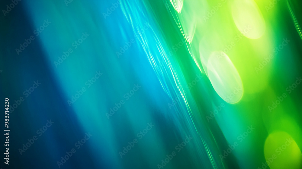 Poster abstract light patterns create a mesmerizing effect in vibrant blue and green hues