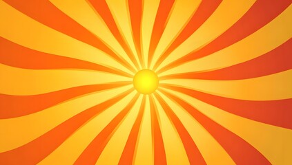 A simple orange and yellow background with an illustration of the sun, radiating rays in a spiral pattern. 