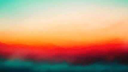 Obraz premium Vibrant gradient sunset over distant mountains creating a serene and dreamy atmosphere