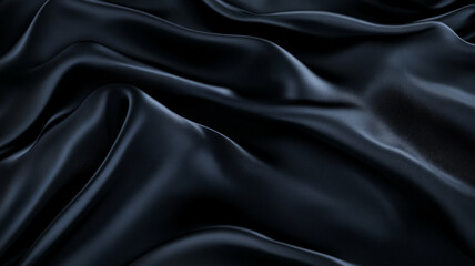 Obraz premium Elegant black fabric draped beautifully showcasing smooth textures and soft waves in dim lighting