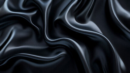Obraz premium Elegant black fabric draping softly to create smooth, flowing contours in gentle light