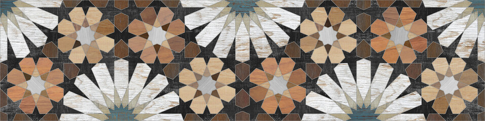 wood seamless Wall and Floor with a modern abstract mosaic geometric pattern.