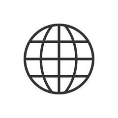 Black And White Globe Icon Symbolizing Global Connectivity. globe icon representing global communication and international connectivity. Ideal for illustrating worldwide networks and global reach .