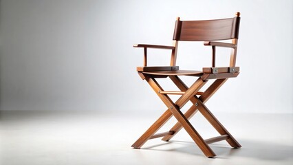 Modern director chair isolated on background. Brown wooden chair for film directors, director, chair, modern, isolated,background