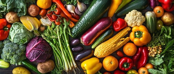 Highlight Vegetarian Day with an inviting image featuring a colorful array of fresh vegetables and plant-based dishes, showcasing the vibrant and nutritious benefits of a vegetarian lifestyle