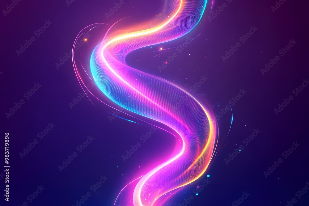 Aufkleber abstract background with neon glowing lines forming an shape, vibrant and dynamic curves on a dark p