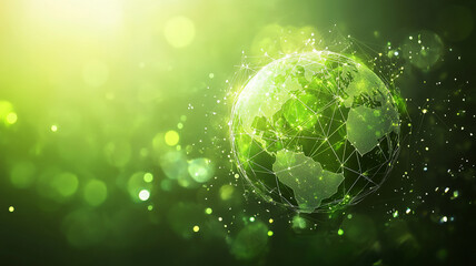 A vibrant green globe representing connectivity and sustainability in a digital world