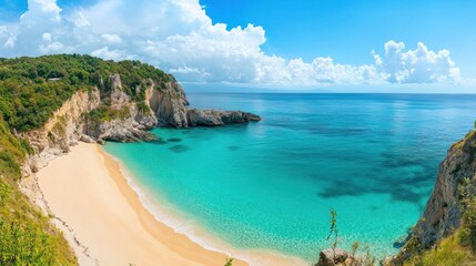 Fototapeta premium Secluded Beach Cove with Crystal Clear Water