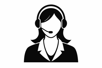 Call center woman silhouette vector, Customer service icon, news presenter icon